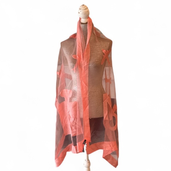 Chanel Chanel No 5 Sheer Coral Silk Organza Scarf or Wrap Size OS NWT - Picture 2 of 16